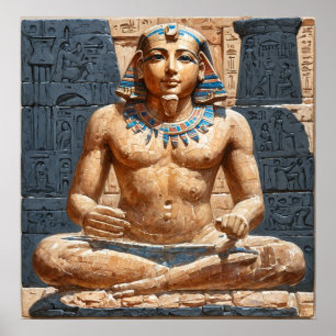 Standbeeld van de oude Egyptische schrijver Poster