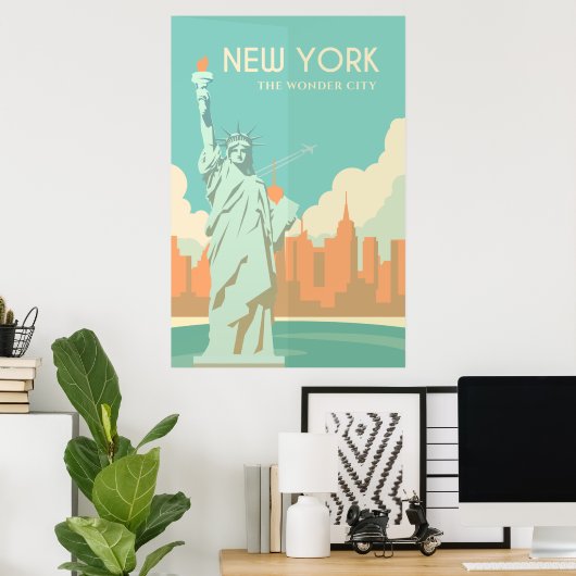  standbeeld van de stad New York Poster (Thuiskantoor)