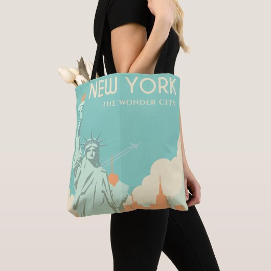  standbeeld van de stad New York Tote Bag (Dichtbij)