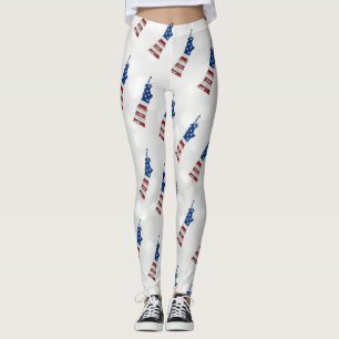 Standbeeld van de Vrijheid 4 juli Glitter Leggings