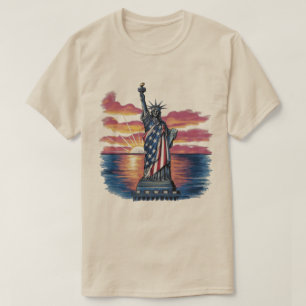 Standbeeld van de vrijheid Amerikaanse vlag T-shirt