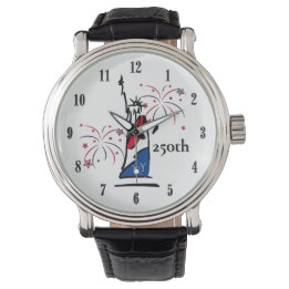 Standbeeld van de Vrijheid met Vuurwerk 250e Onafh Horloge
