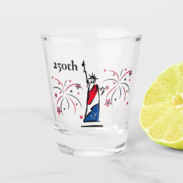 Standbeeld van de Vrijheid met Vuurwerk 250e Onafh Shot Glas