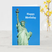 Standbeeld van de Vrijheid New York Foto Verjaarda Kaart (Gele Bloem)