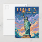 Standbeeld van de Vrijheid New York State Briefkaart (Voorkant / Achterkant)