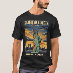 Standbeeld van de Vrijheid New York Vintage Reispo T-shirt