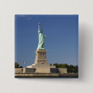 Standbeeld van de Vrijheid op Liberty Island in Ne Vierkante Button 5,1 Cm