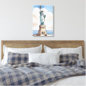 Standbeeld van de Vrijheid | Waterverf Landmark Canvas Afdruk (Insitu (Slaapkamer))