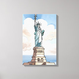 Standbeeld van de Vrijheid | Waterverf Landmark Canvas Afdruk