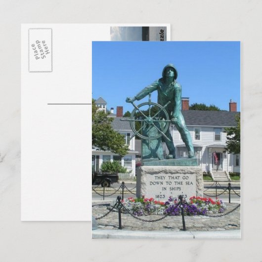 standbeeld van een visser briefkaart (Voorkant / Achterkant)