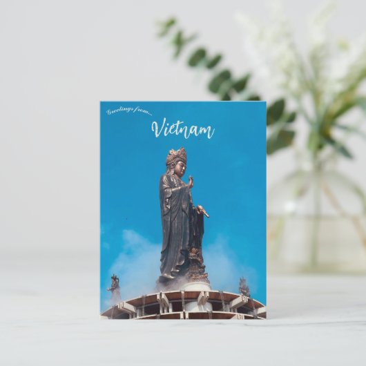 Standbeeld van Guanyin in Tay Ninh Vietnam Briefkaart (Staand voorkant)
