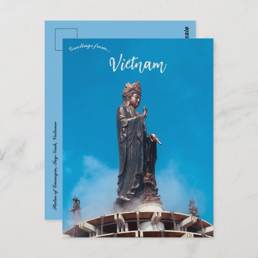 Standbeeld van Guanyin in Tay Ninh Vietnam Briefkaart (Voorkant / Achterkant)