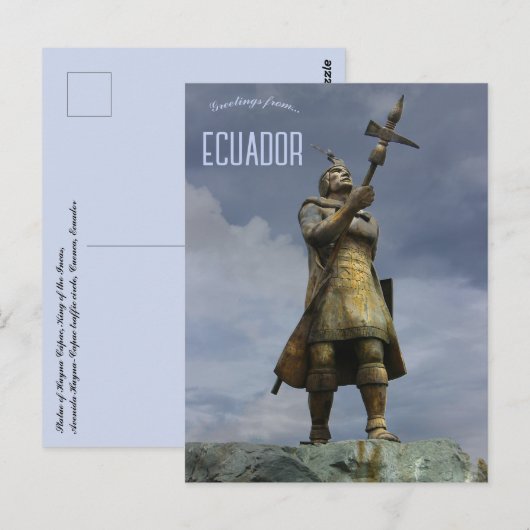 Standbeeld van Huyna Cápac Cuenca Ecuador Briefkaart (Voorkant / Achterkant)