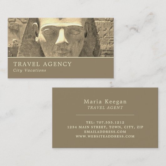 standbeeld van koning Ramses II, reisagent Visitekaartje (Voorkant / Achterkant)