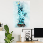 Standbeeld van Liberty Aquarel Poster (Thuiskantoor)
