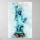 Standbeeld van Liberty Aquarel Poster (Voorkant)
