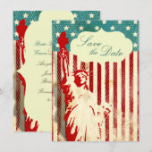 Standbeeld van Liberty en Vlag Huwelijk Save the D Kaart (Voorkant / Achterkant)