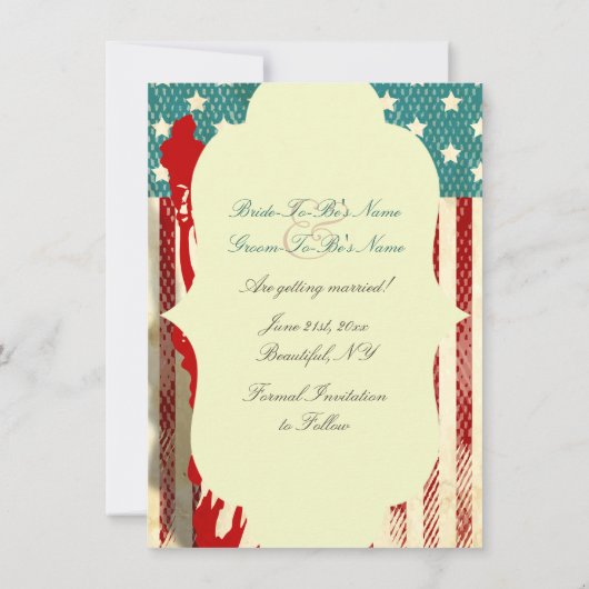 Standbeeld van Liberty en Vlag Huwelijk Save the D Kaart (Achterkant)