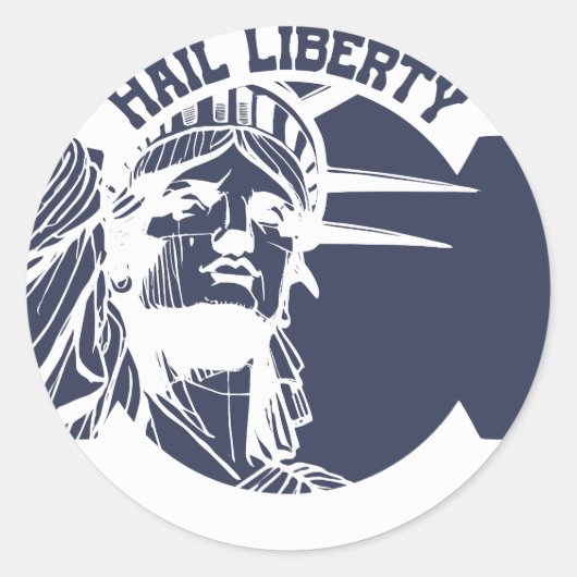 Standbeeld van Liberty Hail Liberty Ronde Sticker (Voorkant)
