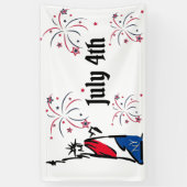 Standbeeld van Liberty July 4th Strepen Vuurwerk Spandoek (Verticaal)