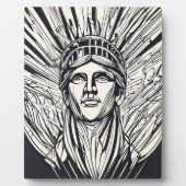 Standbeeld van Liberty Modern Lijnkunst Afdruk Fotoplaat (Voorkant)