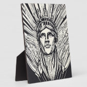Standbeeld van Liberty Modern Lijnkunst Afdruk Fotoplaat (Zijkant)