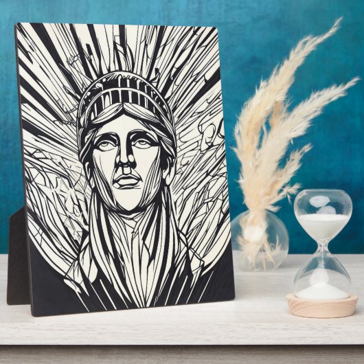 Standbeeld van Liberty Modern Lijnkunst Afdruk Fotoplaat (Zijkant)