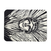 Standbeeld van Liberty Modern Lijnkunst Afdruk Magneet (Horizontaal)