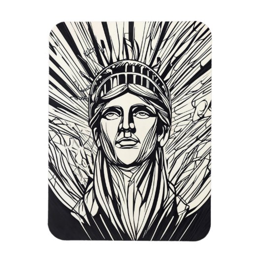 Standbeeld van Liberty Modern Lijnkunst Afdruk Magneet (Verticaal)