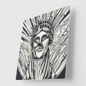 Standbeeld van Liberty Modern Lijnkunst Afdruk Vierkante Klok (Hoek)