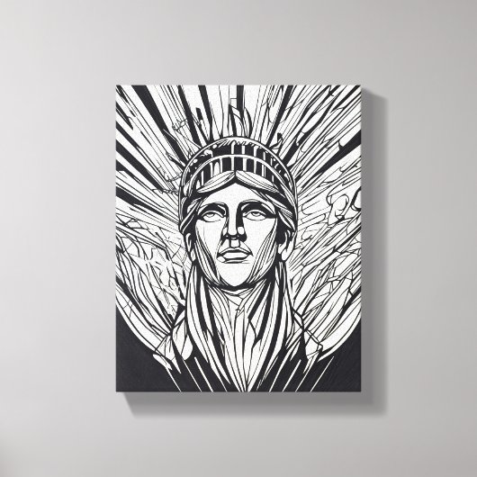 Standbeeld van Liberty Modern Lijnkunst Canvas Afdruk (Voorkant)
