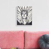 Standbeeld van Liberty Modern Lijnkunst Canvas Afdruk (Insitu (Woonkamer))