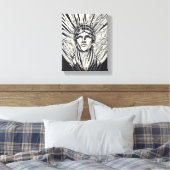 Standbeeld van Liberty Modern Lijnkunst Canvas Afdruk (Insitu (Slaapkamer))