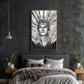 Standbeeld van Liberty Modern Lijnkunst Poster Pri