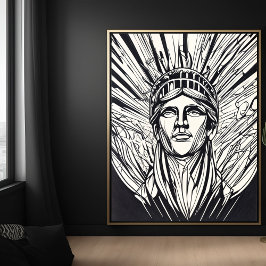 Standbeeld van Liberty Modern Lijnkunst Poster Pri
