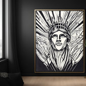 Standbeeld van Liberty Modern Lijnkunst Poster Pri