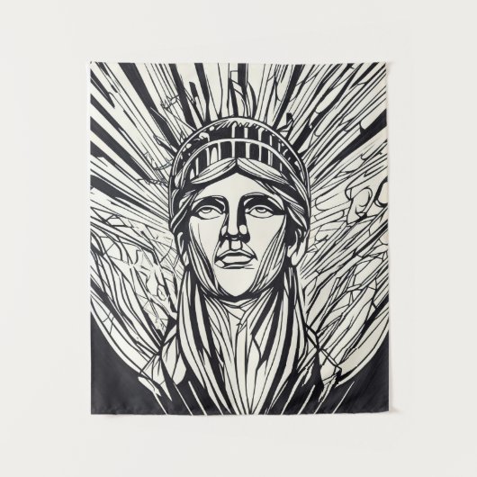 Standbeeld van Liberty Modern Lijnkunst Wandkleed (Voorkant)