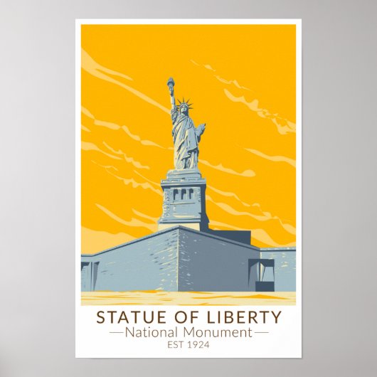 Standbeeld van Liberty National Monument Vintage Poster (Voorkant)