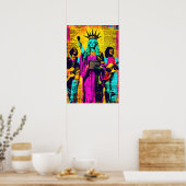 Standbeeld van Liberty Pop Art Poster (Keuken)