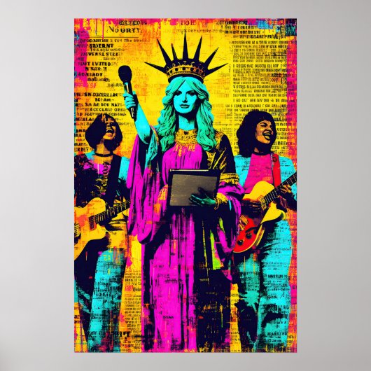 Standbeeld van Liberty Pop Art Poster (Voorkant)