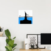 Standbeeld van Liberty Silhouet New York Skyline Poster (Thuiskantoor)