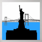 Standbeeld van Liberty Silhouet New York Skyline Poster (Voorkant)