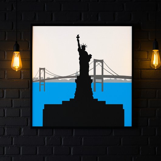Standbeeld van Liberty Silhouet New York Skyline Poster
