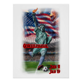 Standbeeld van Liberty speelt Voetbal op een  Perfect Poster