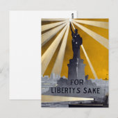Standbeeld van Liberty Torch & US Navy Tweede Were Briefkaart (Voorkant / Achterkant)