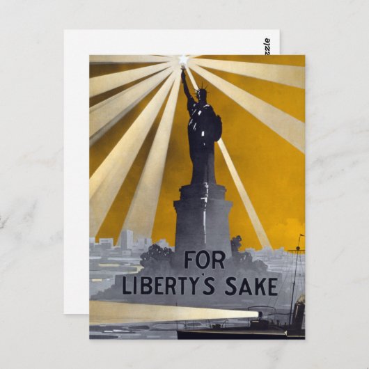 Standbeeld van Liberty Torch & US Navy Tweede Were Briefkaart (Voorkant / Achterkant)