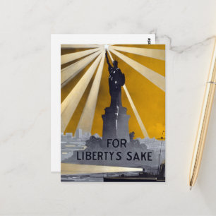 Standbeeld van Liberty Torch & US Navy Tweede Were Briefkaart