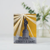 Standbeeld van Liberty Torch & US Navy Tweede Were Briefkaart (Staand voorkant)