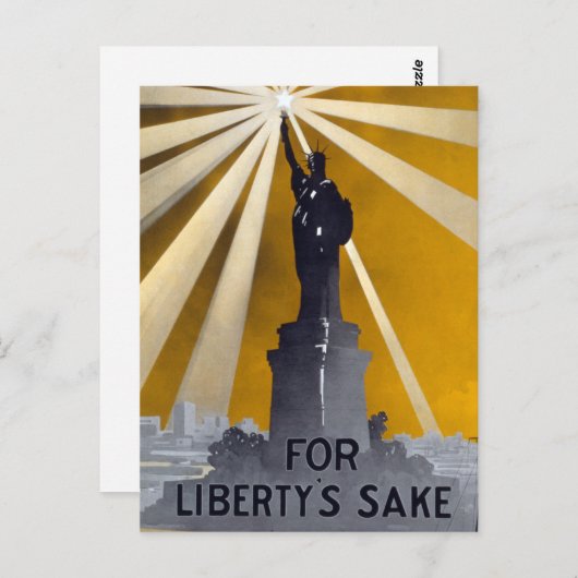 Standbeeld van Liberty Torch & US Navy Tweede Were Briefkaart (Voorkant / Achterkant)