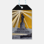 Standbeeld van Liberty Torch & US Navy Tweede Were Cadeaulabel (Voorkant)